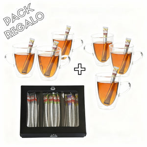 Pack Regalo: Caja de Té 45 sticks + 6 Tazas